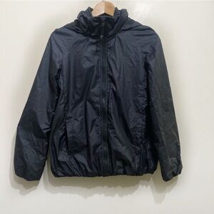 Ivivva Zip Up Water Repellent Jacket Size 14 Black Fleece Lined Removable Hood